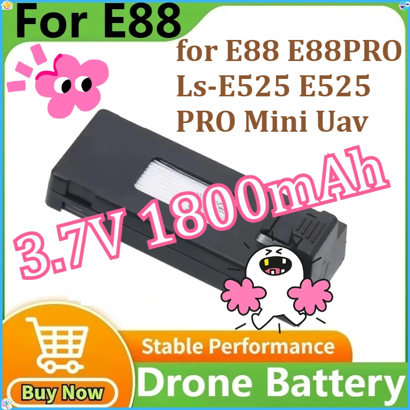 

RC Drone Battery Accessory for E88 E88PRO Ls-E525 E525 PRO Mini Uav Drone Battery Special Rc Part 1/2/3/4/5/6Pcs 3.7V 1800mAh