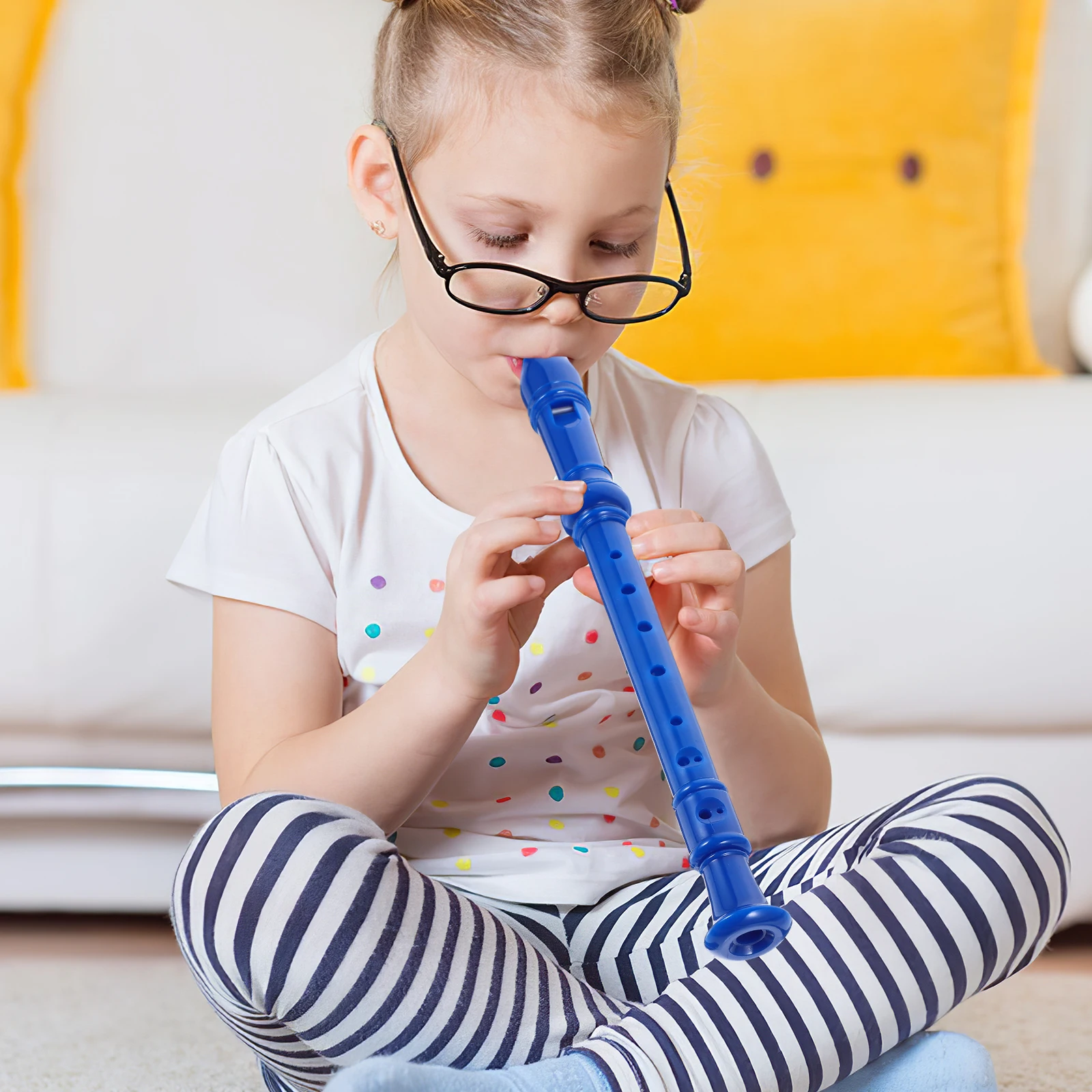 

Kids Flute 8Hole Soprano Recorder Blue Color Music Instrument Ideal For Beginners Students And Children