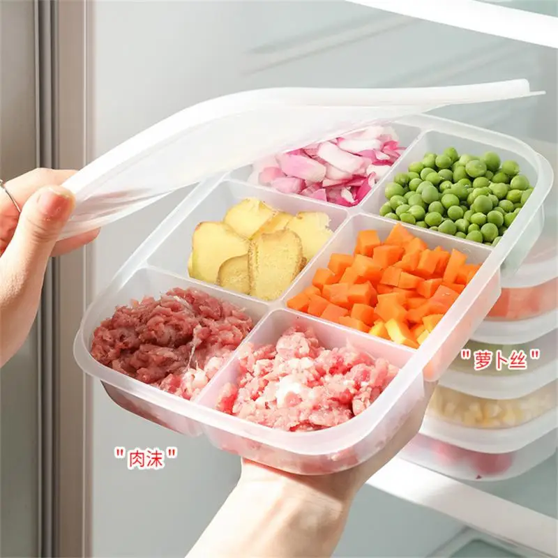 Home Organizer No Deformation Partial Grid Design Six-in-one Multifunctional Fresh-keeping Boxes Vegetable Storage Containers