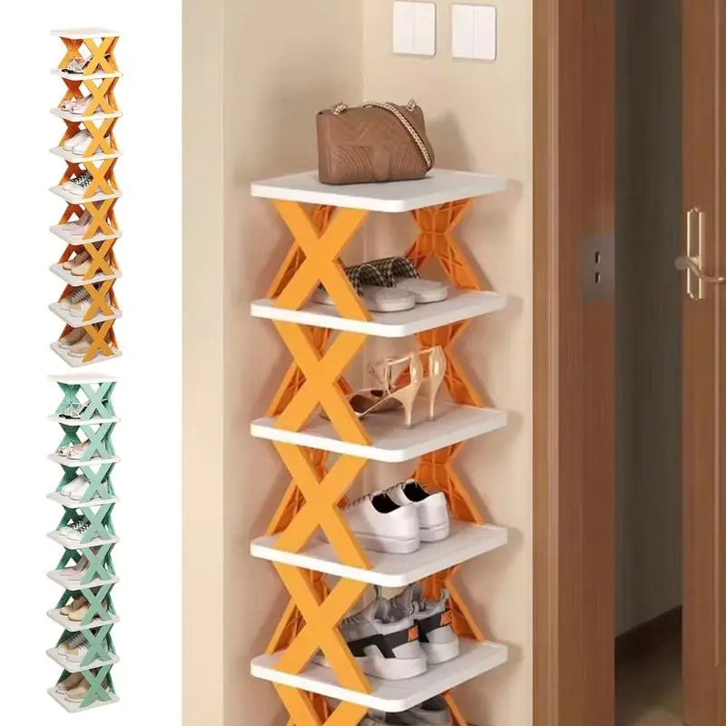 

Foldable Shoe Rack Multi Tier Tall Storage Rack Multi Functional Vertical Organizer Folding Shelves No Assembly Slipper