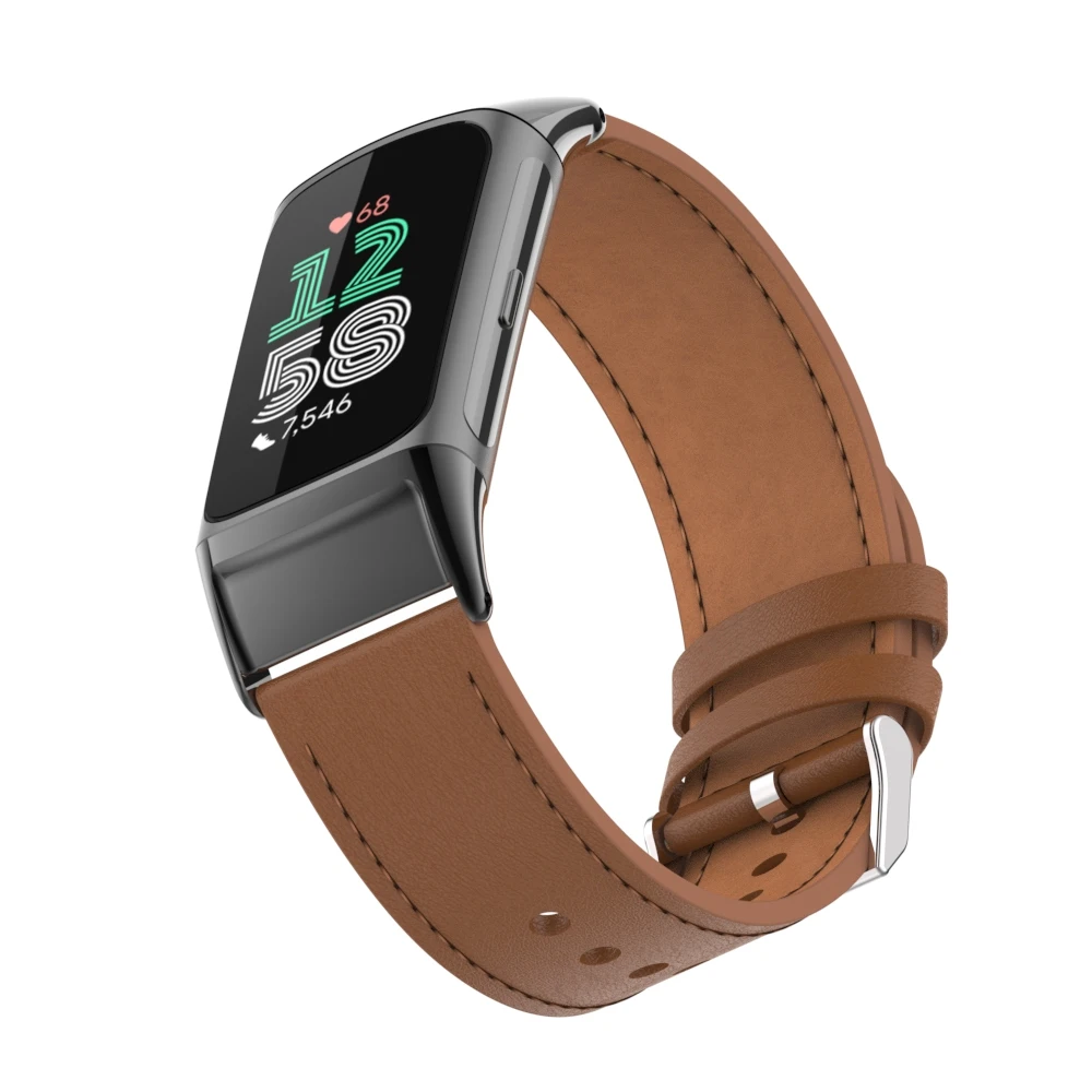 Fit Fitbit-Charge5/6 wristband, ultra-fiber leather wristband metal connector smart sports leather wristband