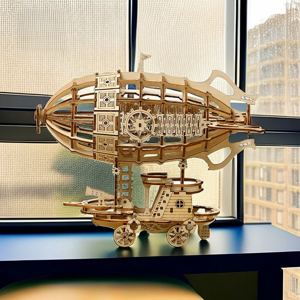 

3D Wooden Airship Model Building Toy for Adults - Hand Crafted Mechanical Christmas Gift