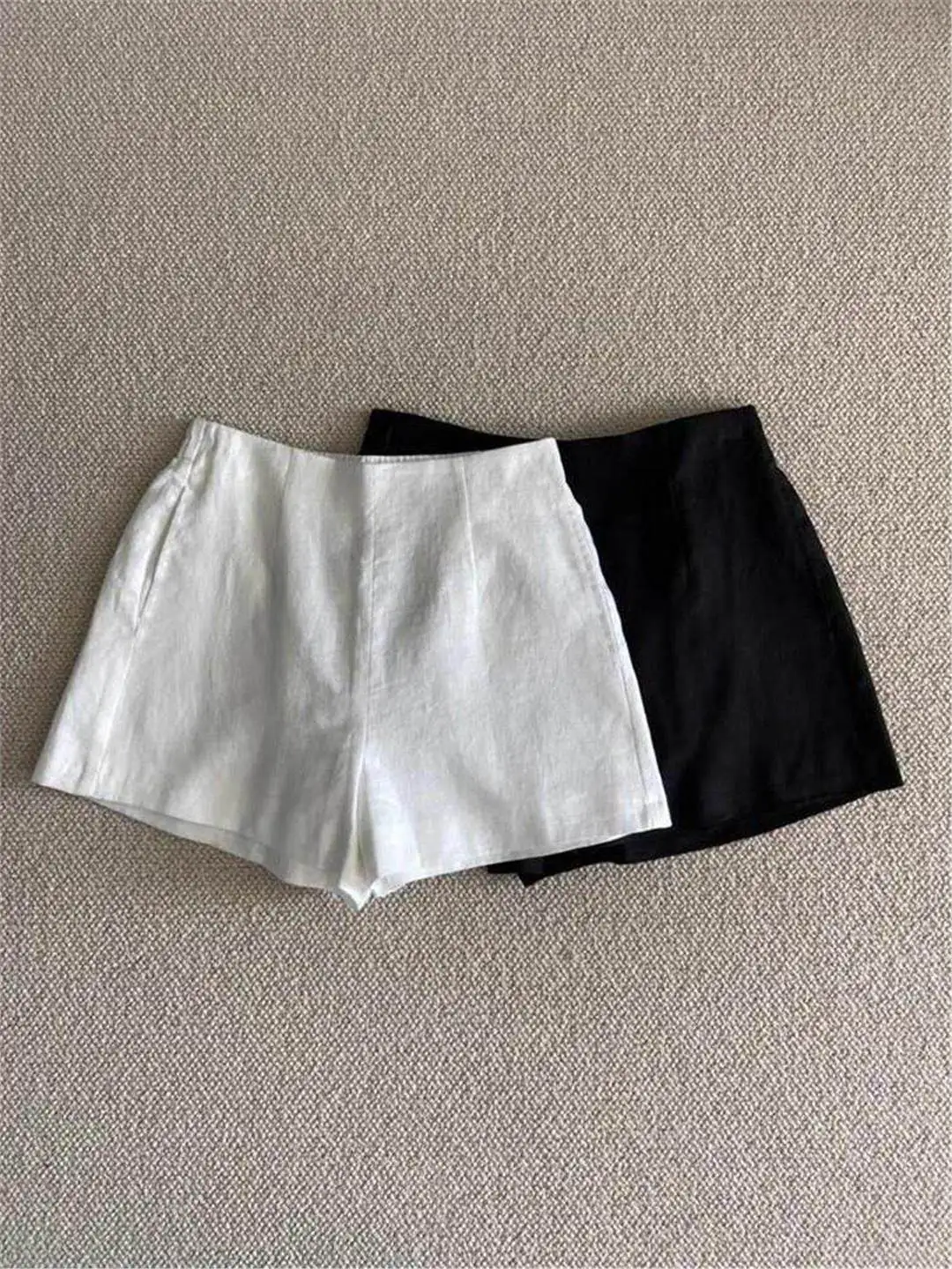 High Waist A-Line Linen Shorts Women's Casual Wide Leg Pants Summer Slimming Vintage Feel Comfortable Cotton  Hot Pants
