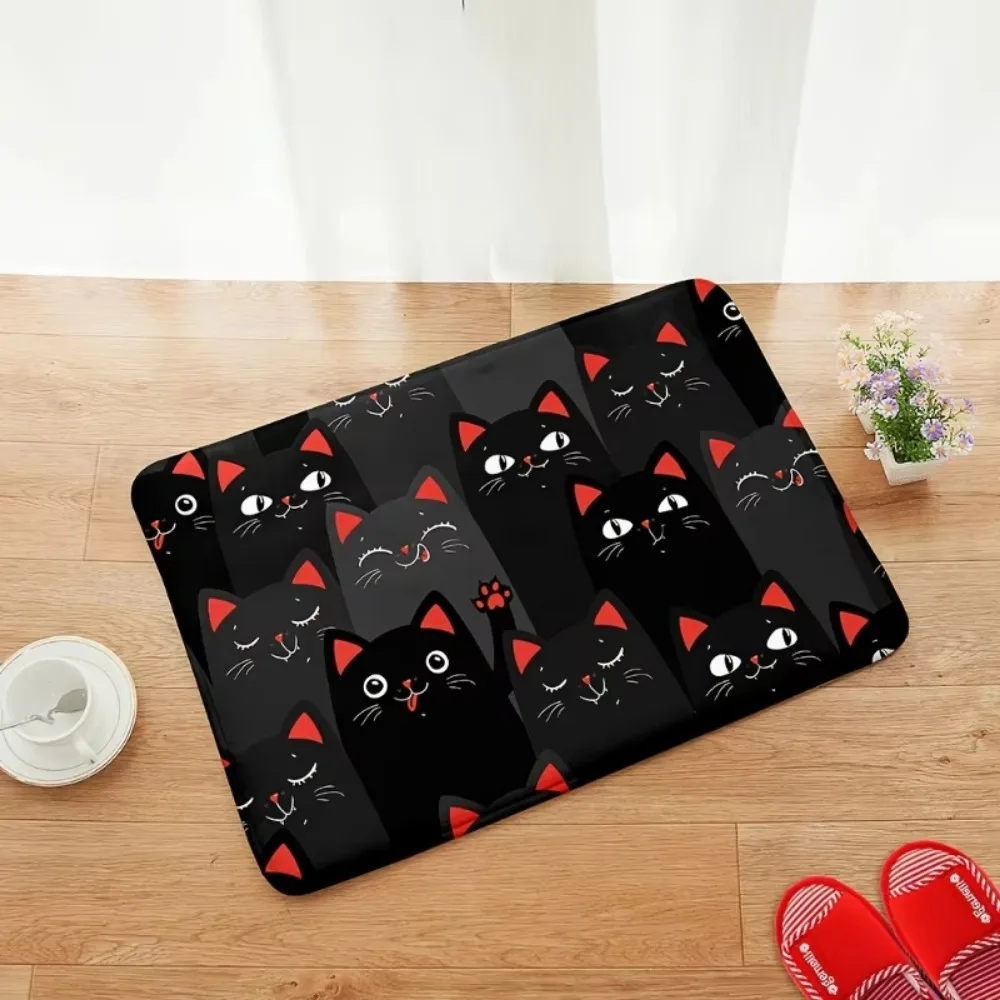 Cute Black Cats Non-Slip Doormat - Whimsical Home Decor, Adds Charm, Fun, and a Touch of Playfulness to Your Entryway