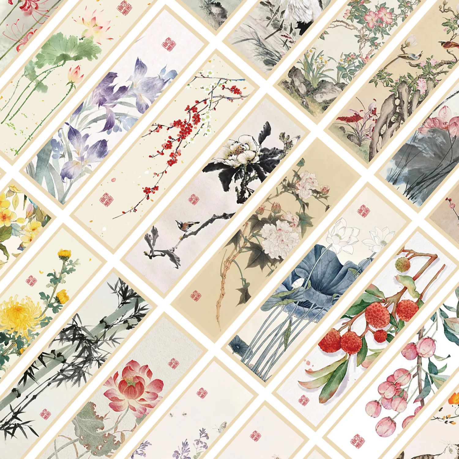 30pcs/60pcs Chinese Style Bookmarks For Gifts Reading Reward Scripture Stationery Office Supplies Ink Painting Style Bookmark
