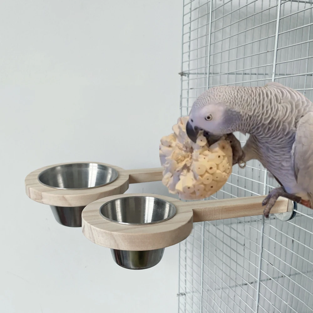 Bird Perch Parrot Cage Standing With Stainless Steel Bird Feeding Dish Cups For Parakeet Lovebird Cockatiel Small Parrots