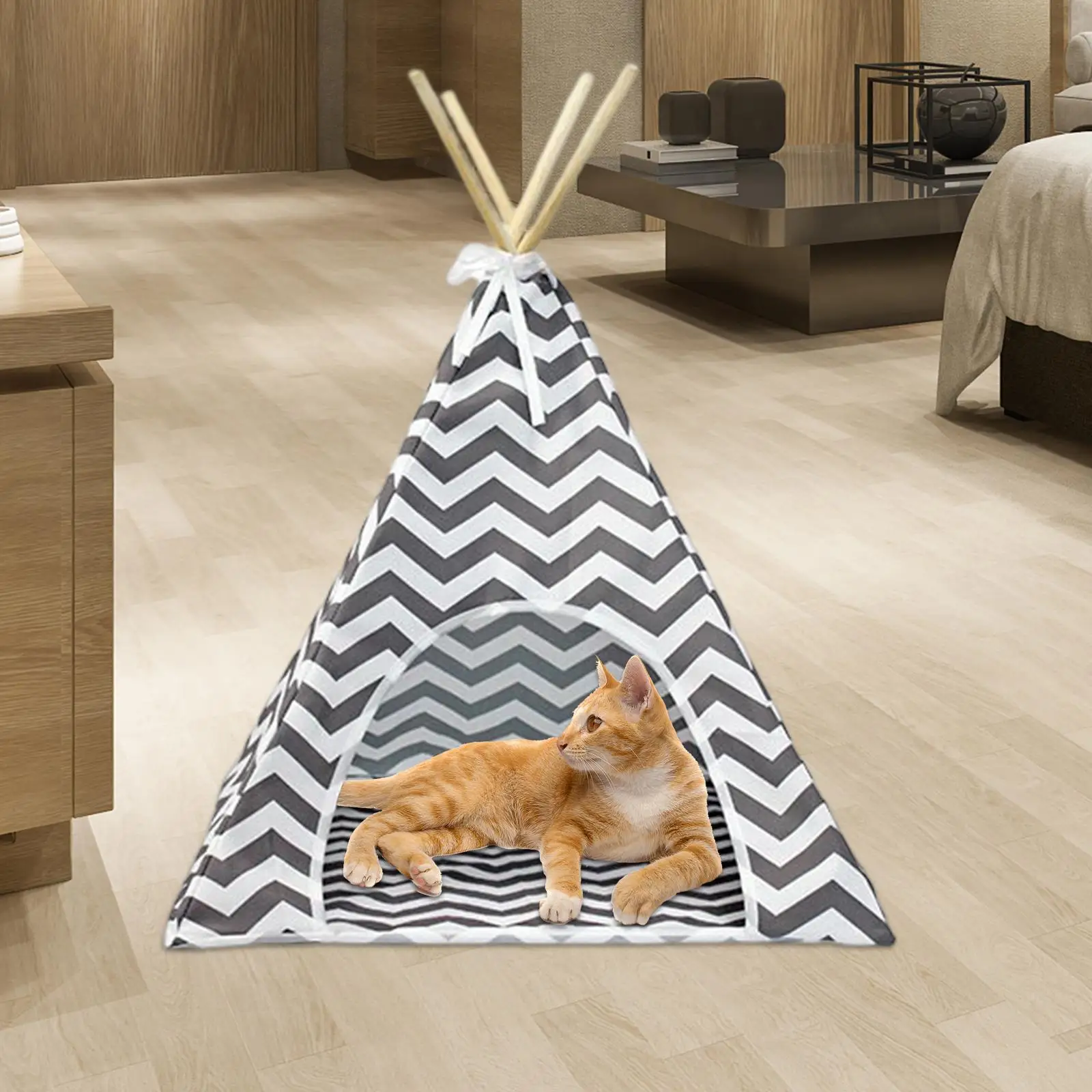 Pet Teepee Dog House Cat Tent Bed Nest Shelter Warm Winter Tent Mat Cushion