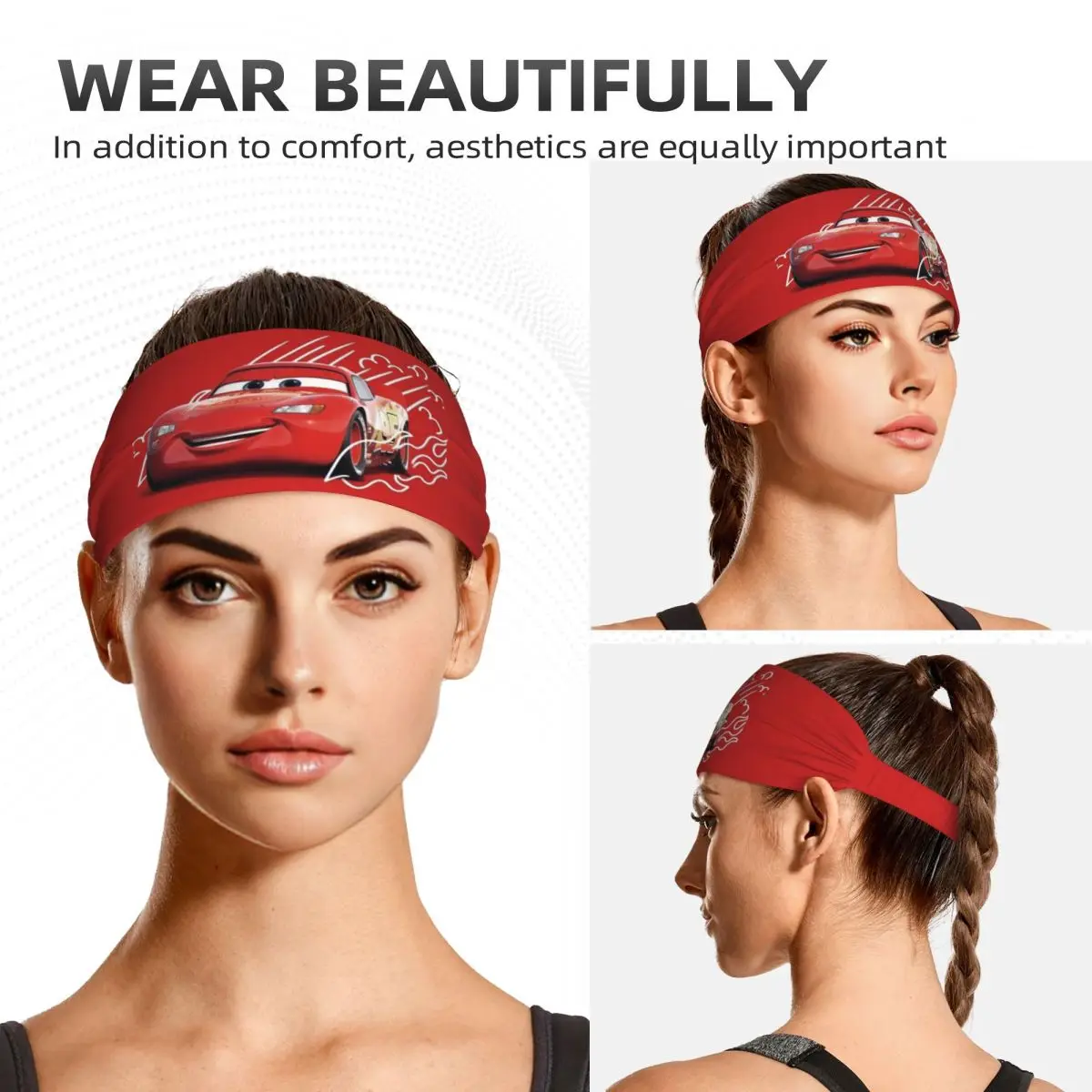 Custom Lighting McQueen Sport Headbands for Workout Non Slip Stretchy Cars Moisture Wicking Sweatband Men Women