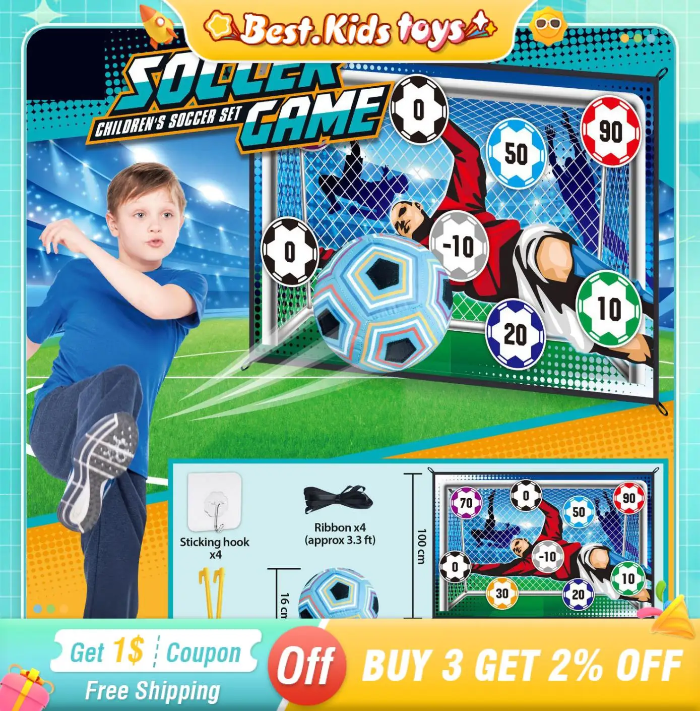 

Children Soccer Game Mat Sports Set Outdoor Indoor Fabric Silent Football Toys Family Multiplayer Competitive Training Boy Gift