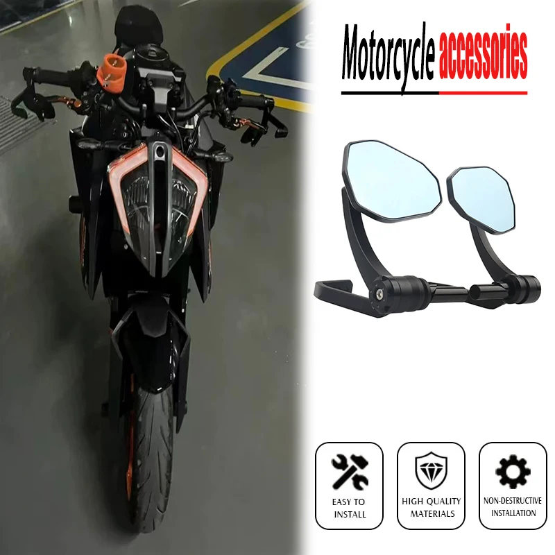 Convient pour Duke 690/790/890/990/1290/1390 DUKE Moto Noir 7/8' Rétroviseurs de bout de guidon Protection de frein et d'embrayage Duke790