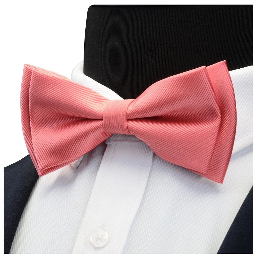 Classic Solid Silk White Two Layer Bowtie for Man Party Business Office Wedding Gift Accessories Big Small Two Layer Bowknot