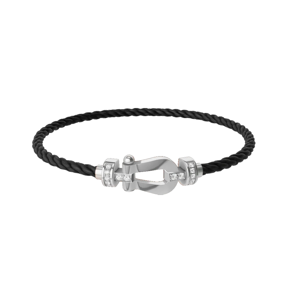 

925 pure silver M-size horseshoe-shaped half-diamond bracelet