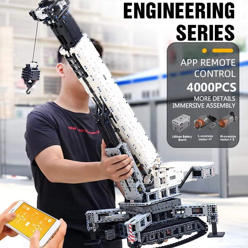 MOULD KING 17002 High-Tech RC Power Truck LTM Excavator Crane Model Building Block Bricks Assembly Children Toys Christmas Gifts