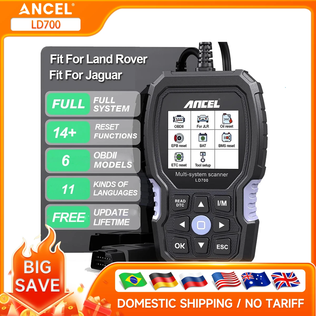 Car All System Diagnosis Tool EPB BMS DPF TPMS Oil Reset For Land Rover Jaguar OBD2 Scanner OBDII Code Reader