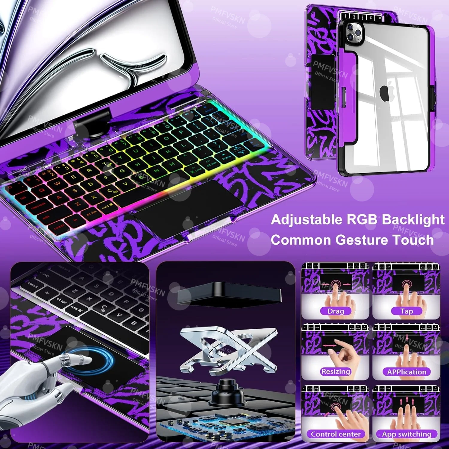 360 Rotate Wireless Magic Keyboard For iPad Air 11 13 7th 2025 Air 5 4 iPad 11th A16 10th Case For iPad Pro 11 13 M4 Pro 12.9