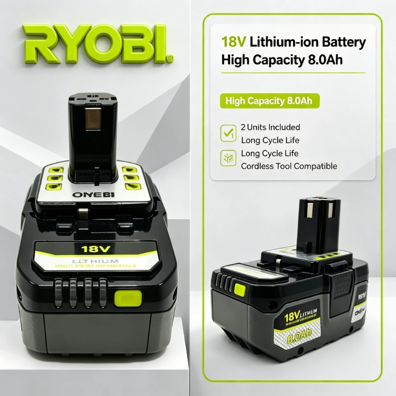 Original RYOBI 18V ONE+ 6.0Ah Rechargeable Lithium Battery, Quick Charging Compatible Battery for RYOBI P108 Series Power Tools