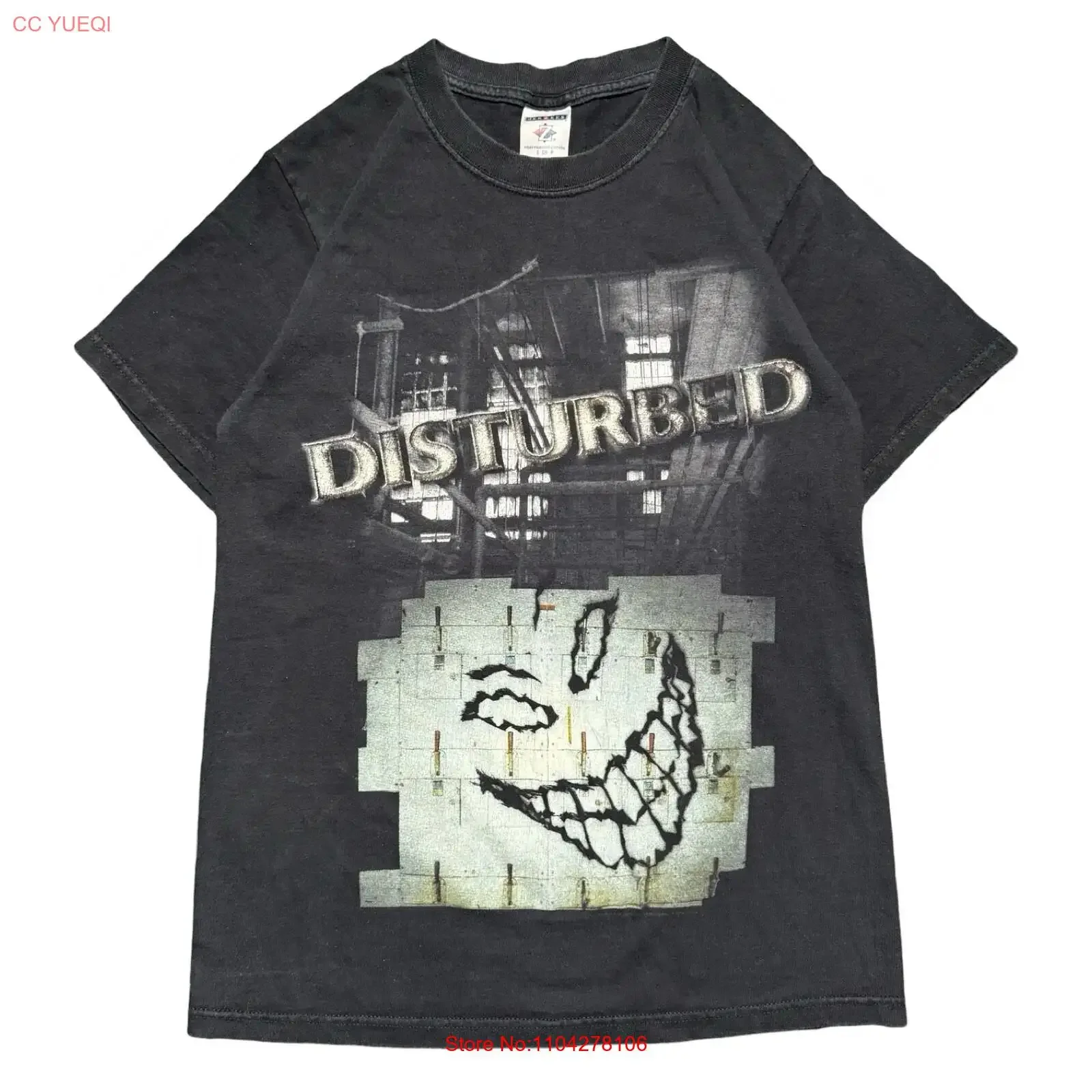 Vintage 2008 Disturbed Heavy Metal Band T Shirt Big Print Mens S vintage Washed Slightly Soft Stretched Unisex Comfortable