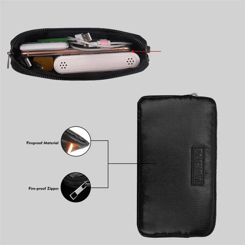 Fireproof Bag Silicone Fiberglass Cloth Signal Shielding Privacy Protection Pouch Wallet Jewelry Valuable Objects Stortage Bag