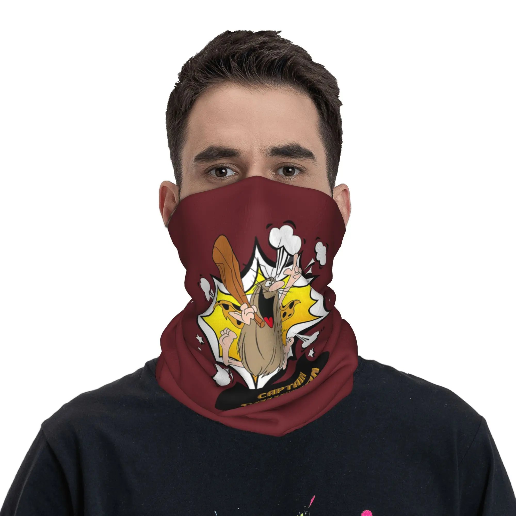 Captain Caveman and the Teen Angels Themed Bandana Neck Gaiter Printed Face Scarf Multi-use Balaclava Running For Men Women