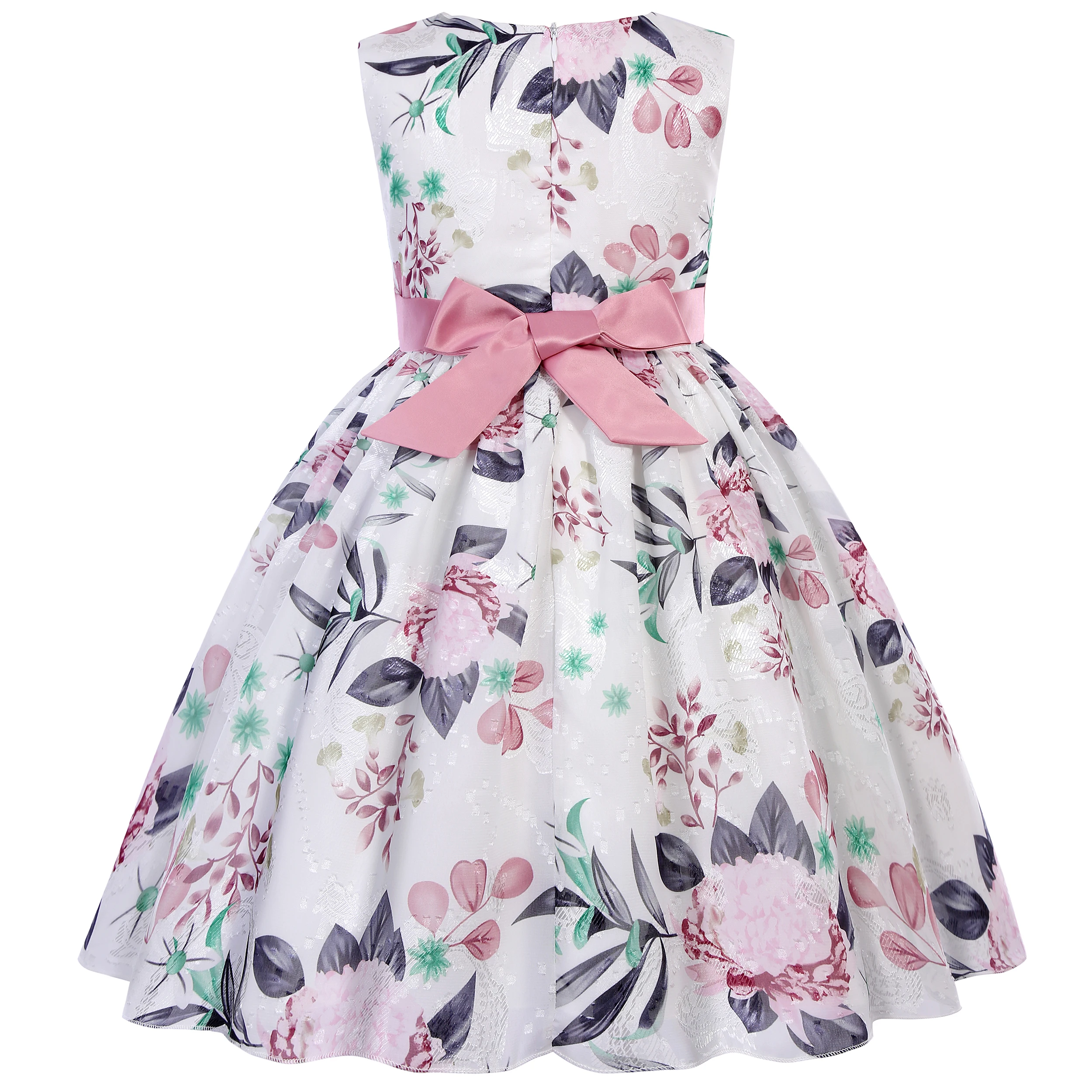 Europe and the United States new children's dresses middle and large children's bow print dress flower girl modeling runway part
