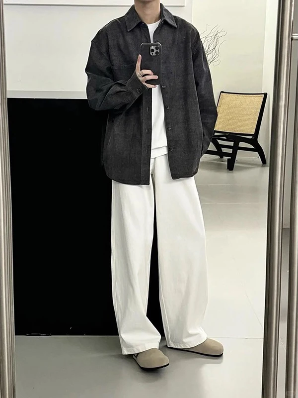 

Cleanfit Large Size 300 Pou Straight Leg Long Pants Men's Casual Loose Fit White West Pants Youth Trend Summer Cool Sle