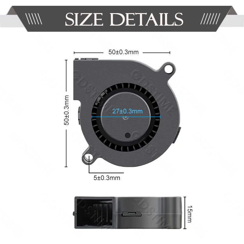 Gdstime DC 5V 12V 24V 50x50x15mm Dual Ball Cooler 2Pin USB Radial Fan 5015 Turbo Blower 5cm 50mm Radiator for 3D Printer Cooling