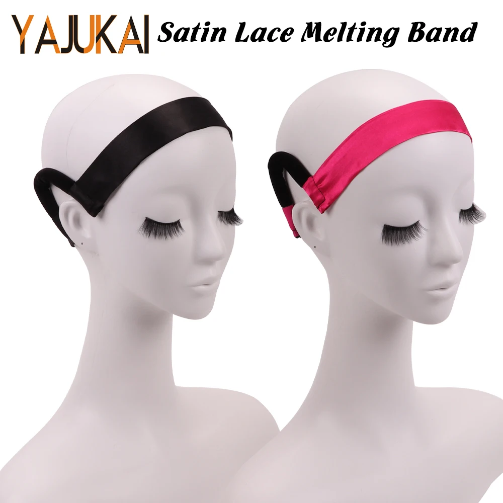 Yajukai 1Pcs Soft Satin Elastic Band Lace Melting With Ear Hanger Painless Adjustable Secure Fit For Lace Front Wig Edge Band