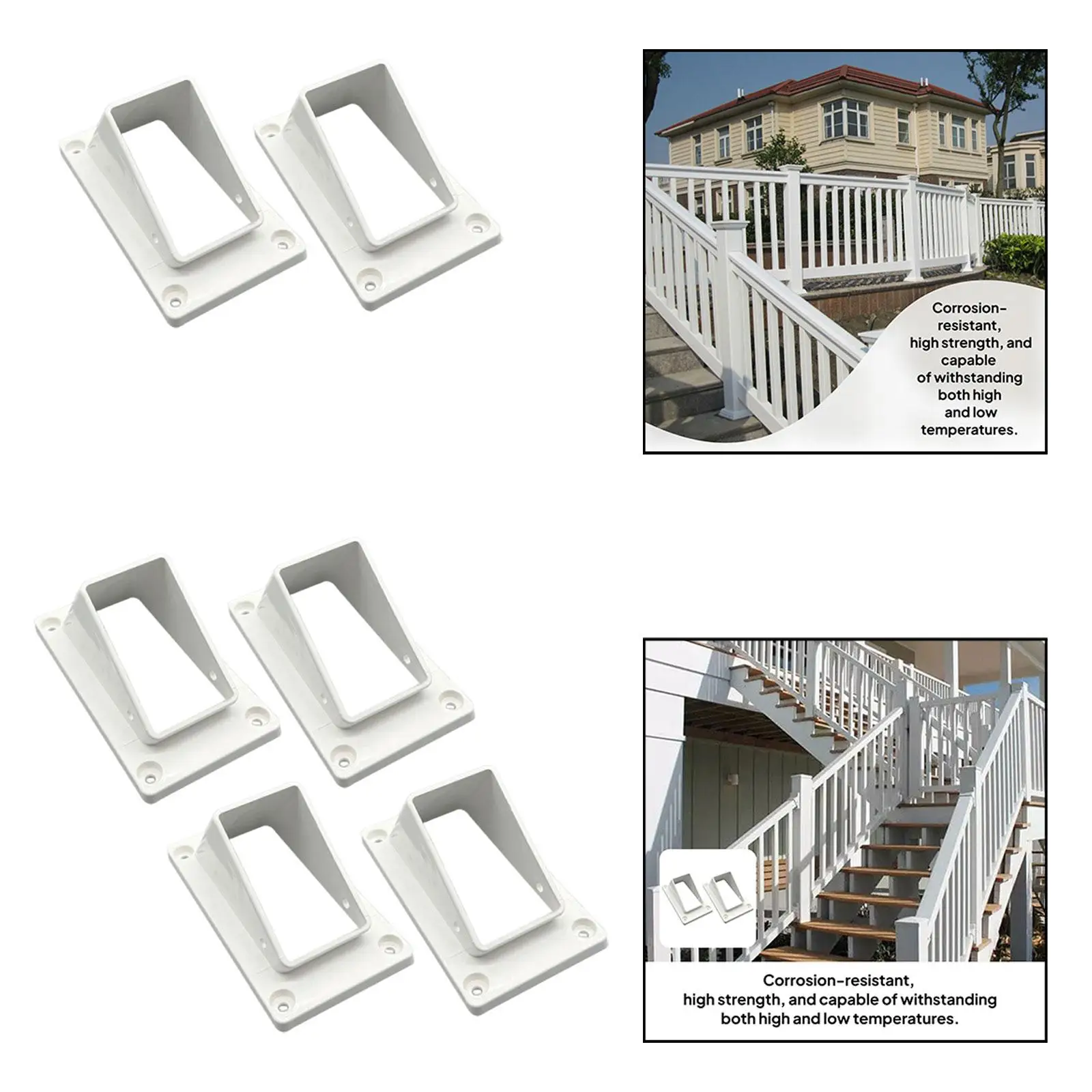2" x 3 1/2" PVC Stair Railing Bracket Kit with Screws Attachment Replace Parts