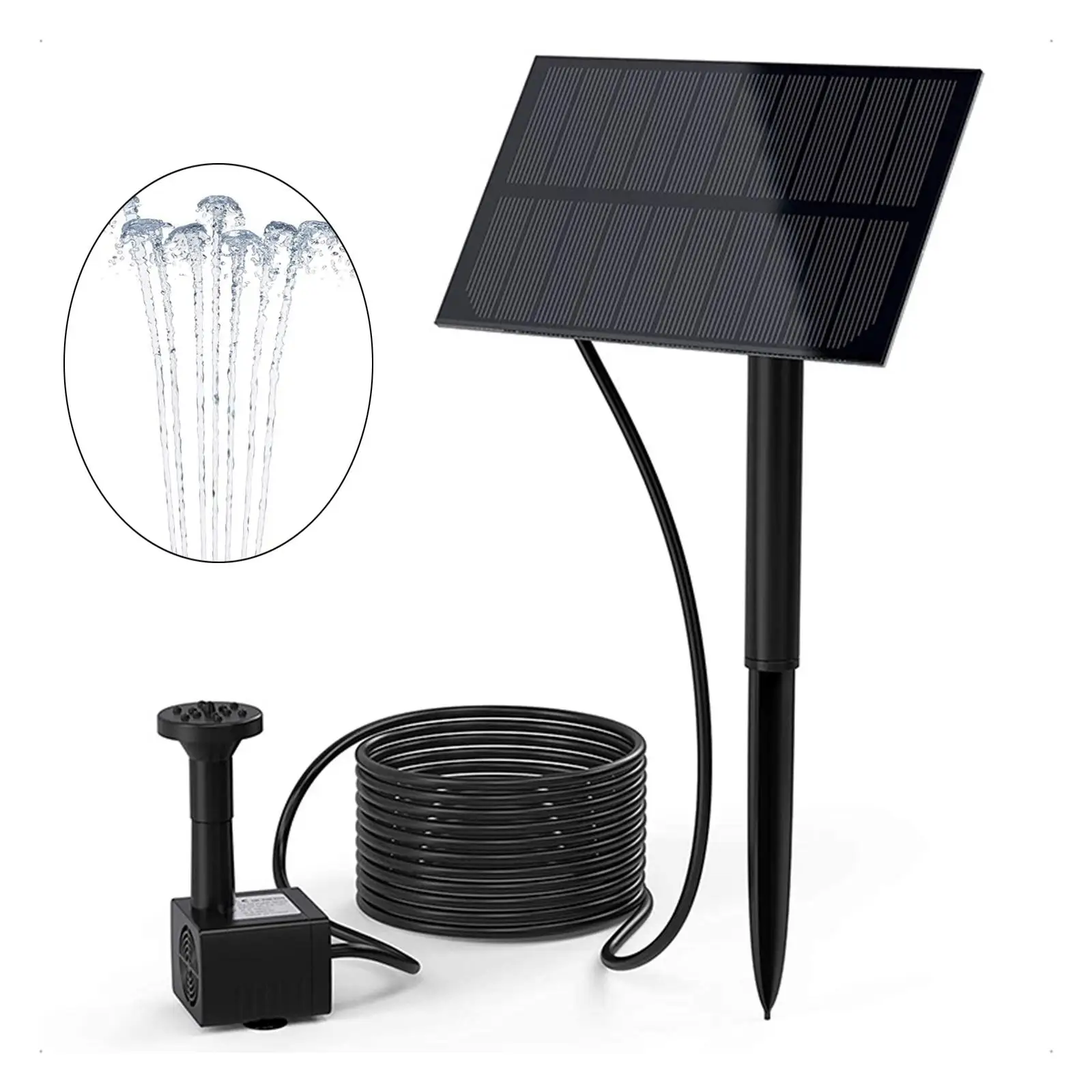 

DIY Solar Water Fountain Pump Kit Automatic with Ground Stake for Backyard, Pool Accessory Lightweight Easily Install Versatile