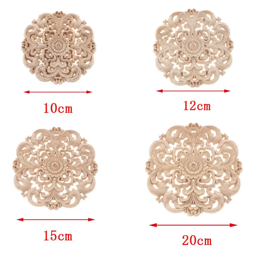 Wood Round Flower Appligue Size S with Wooden Candle Holder Tea Light 50MM