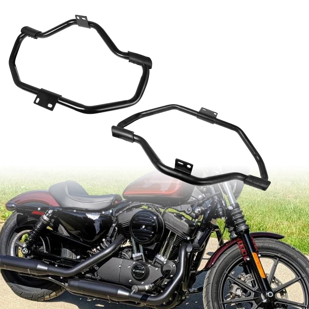【MotoMagnet】دراجة نارية شارب محرك الحرس الطريق السريع تحطم بار أسود/كروم ل هارلي سبورتستر XL883 XL1200 48 72 2004-2017