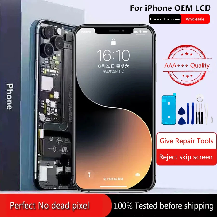 In Stock Oem Screen Display Assembly For iPhone 6S 7 8 Plus X XS XR 11 12 13 Mini 14 Pro Max OEM LCD 100% Teste High Quality