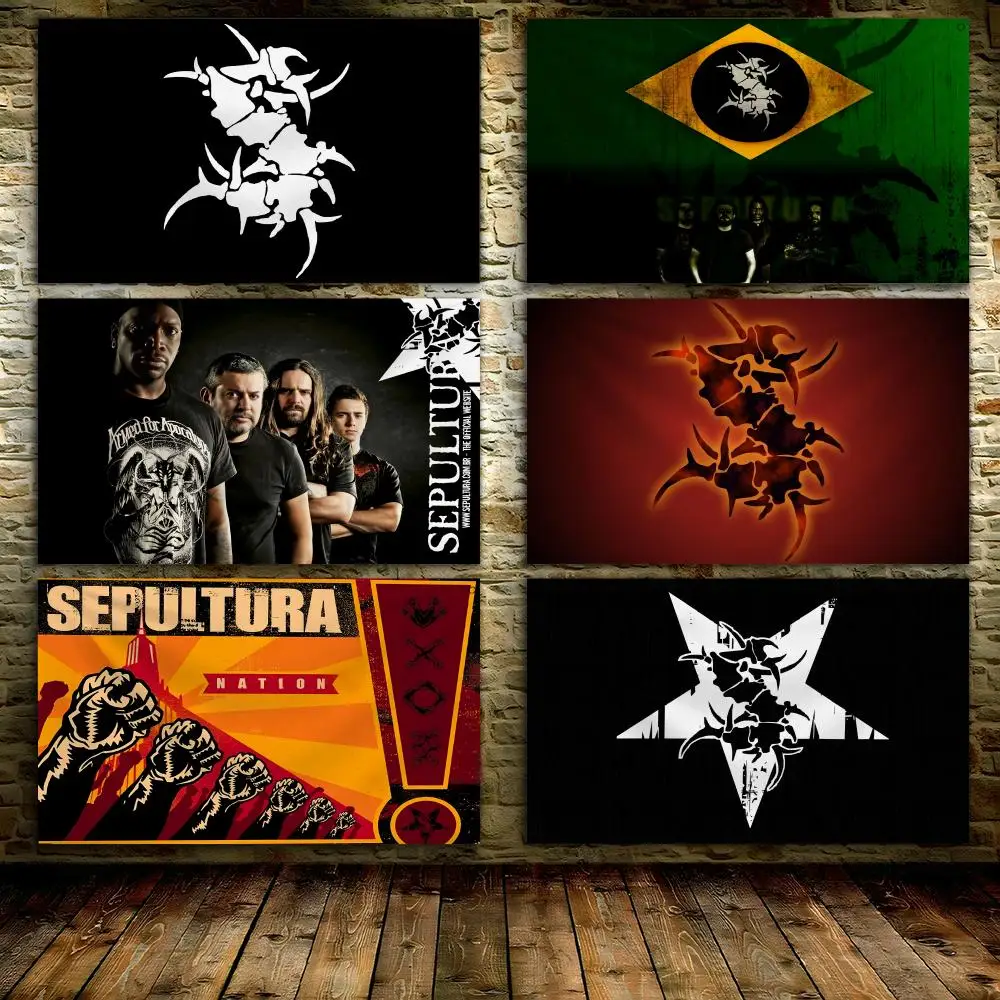 S-SepulturaS Rock Band Flags   Banner For Garage Door Room Decor Wall Out Decoration With Metal Buckle