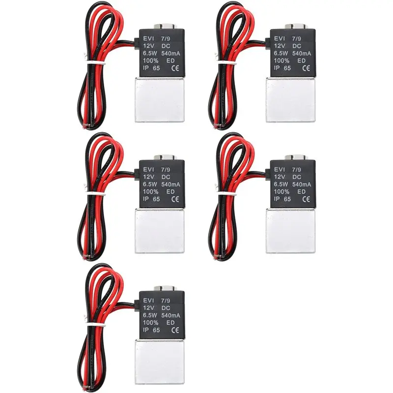 ABLK 5Pc 1/4 Inch NPT 2 Ways Normally Closed Valve 12V Pneumatic Aluminum Electric Solenoid Air Valve