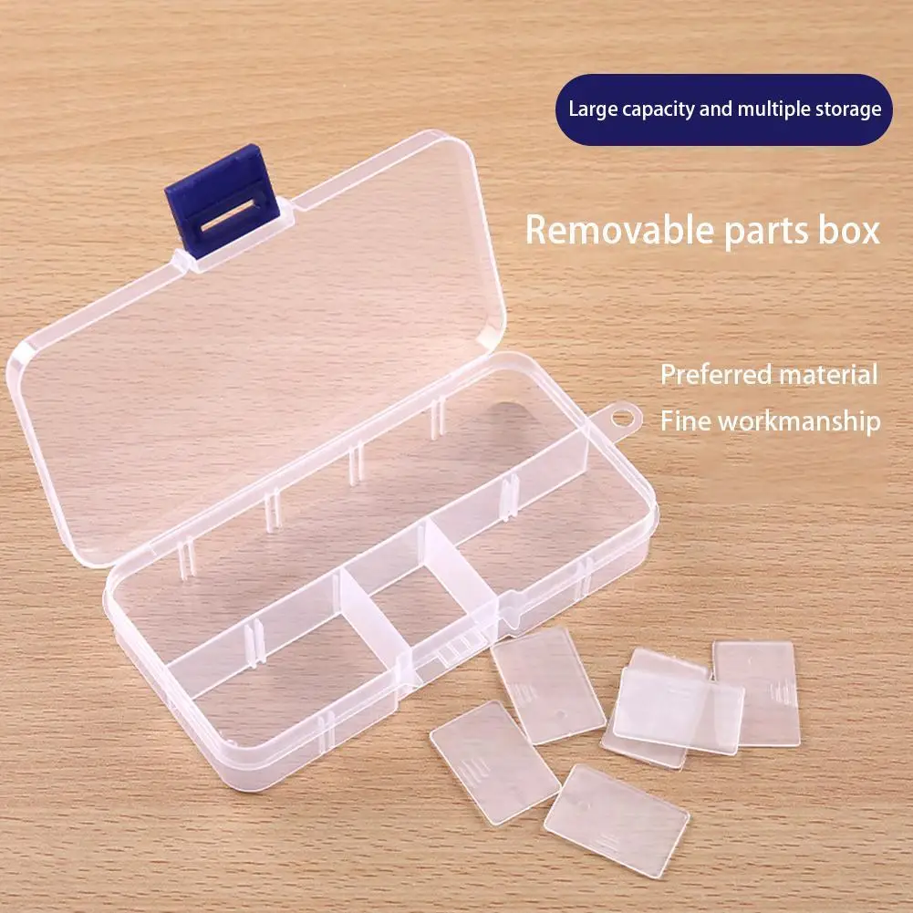 Plastic 10 Compartments Transparent Storage Box Blue Switch Buckle Organizer Tool Box For Craft Beads Jewellery Acrylic Holder