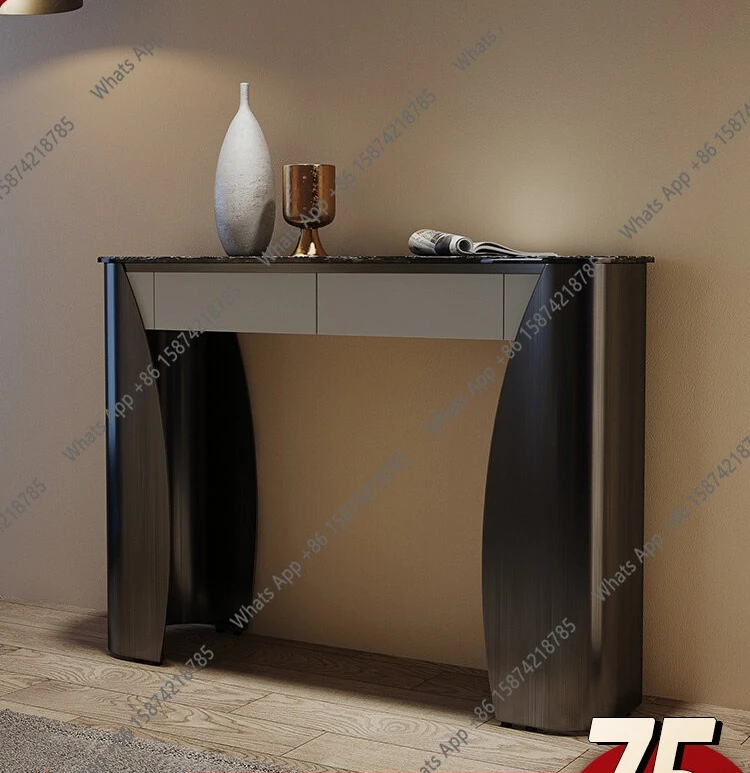 Entrance cabinet Light luxury modern foyer Entrance end view table Wall shelf Design marble entrance