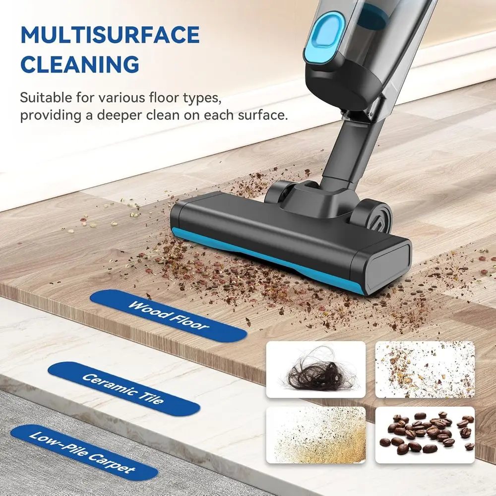 เครื่องดูดฝุ่นแบบมีสายทรงพลัง 30Kpa ความยาว 16 ฟุต เครื่องทำความสะอาดน้ำหนักเบา 2-in-1 สำหรับพื้นและขนสัตว์เลี้ยง (สีน้ำเงิน-ดำ)