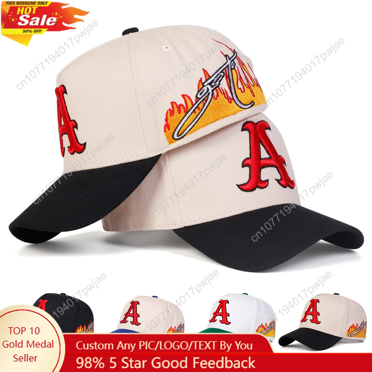 

Unisex A Letter Embroidery Side Flame Baseball Caps Spring Autumn Outdoor Adjustable Casual Hats Sunscreen Hat