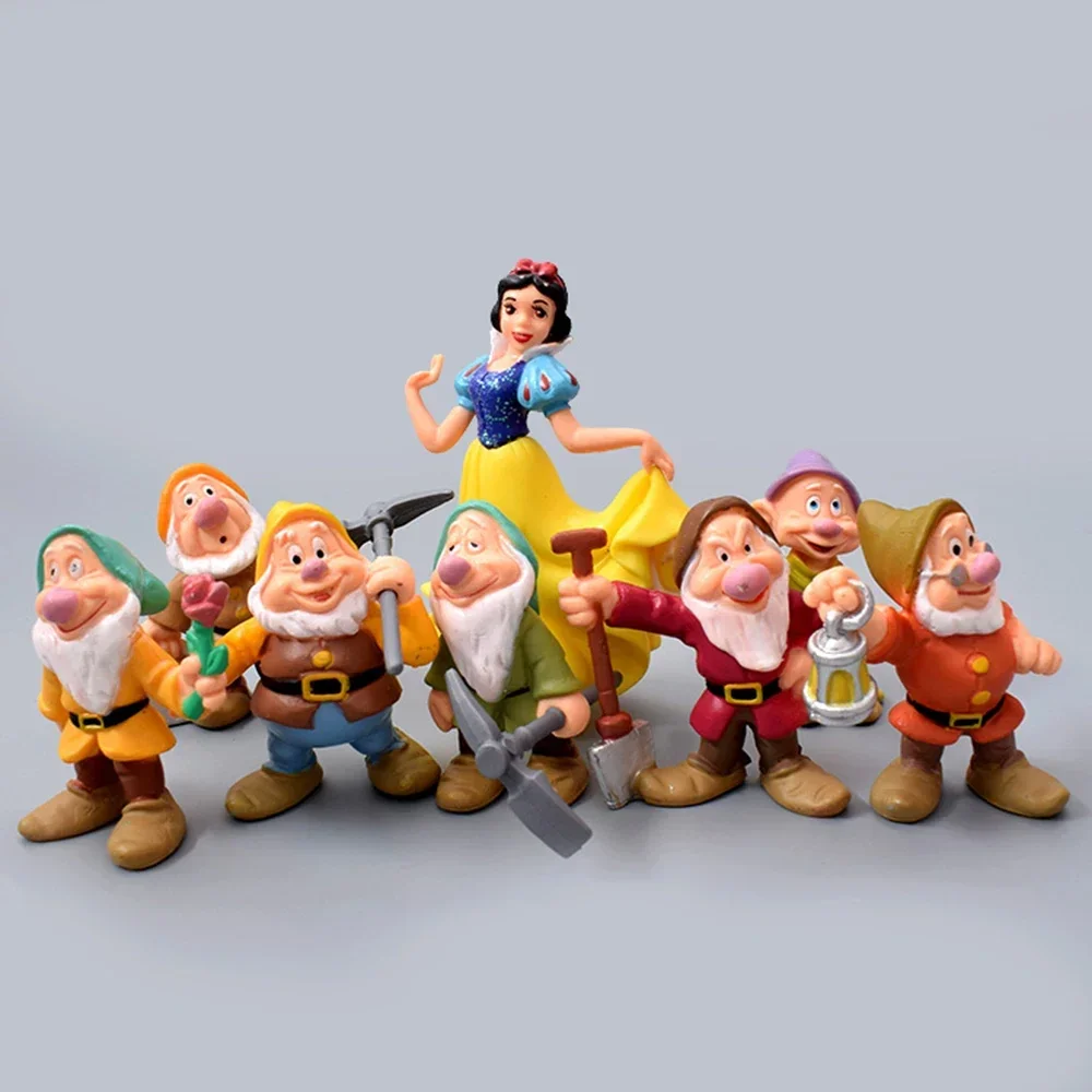 8PCS Disney Princess 5-10cm Snow White Toys PVC Action Figure The Seven Dwarfs Toys Dolls Toys For Children Birthday Gifts