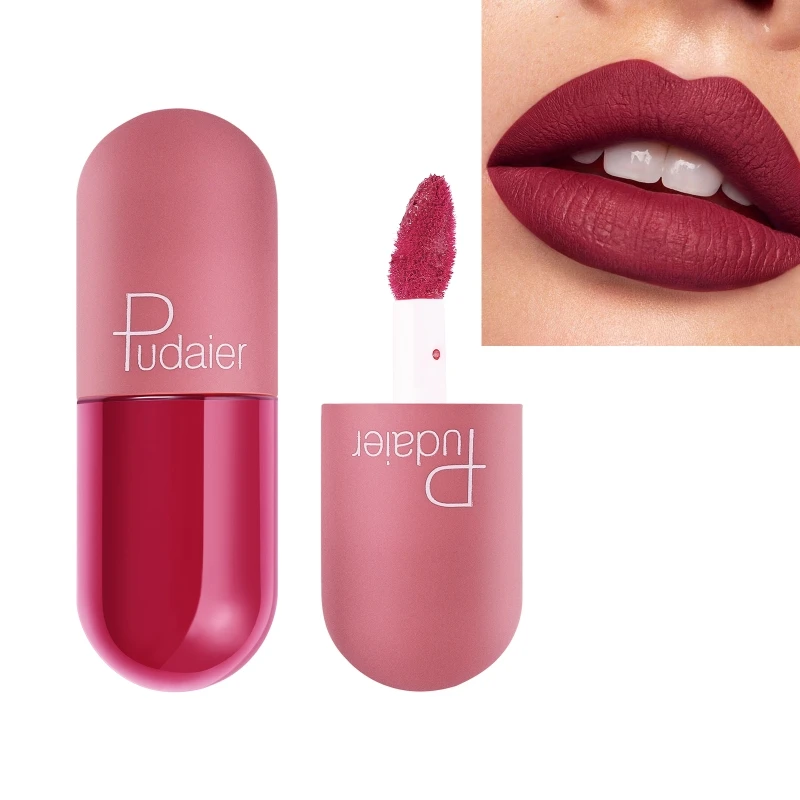 Matt Flüssigen Lippenstift Nette Kapsel Matte Tinte Wasserdicht Lange Dauert/Nicht-Stick Tasse, Kuss-proof, lip Gloss Schönheit Lippen Make-Up