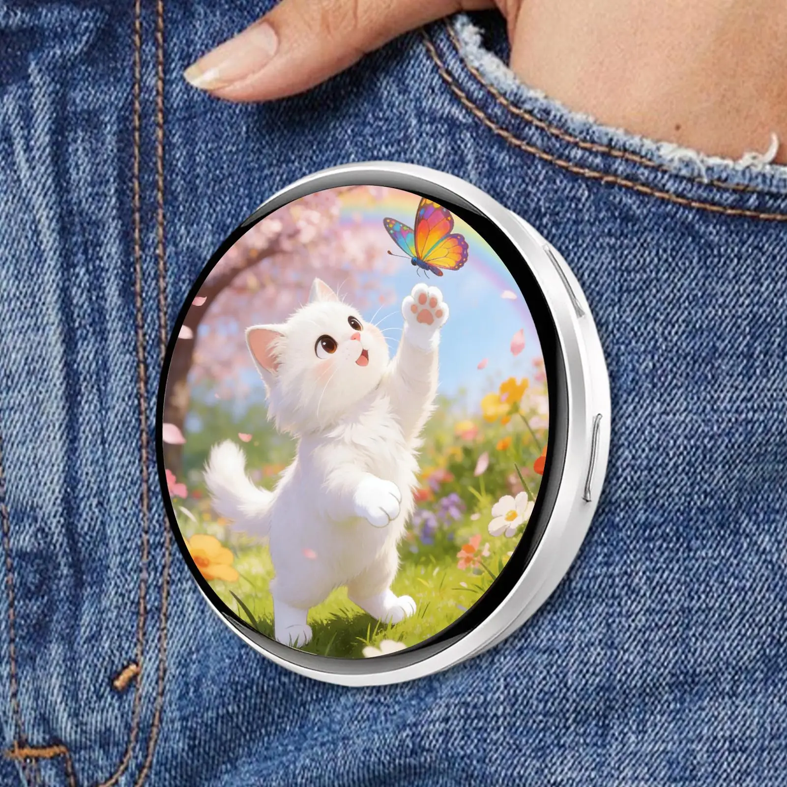 Electronic Badge HD Touchscreen Digital Photo Display Brooch Electronic Badge Anime Pins for Backpacks Christmas Boys Girls