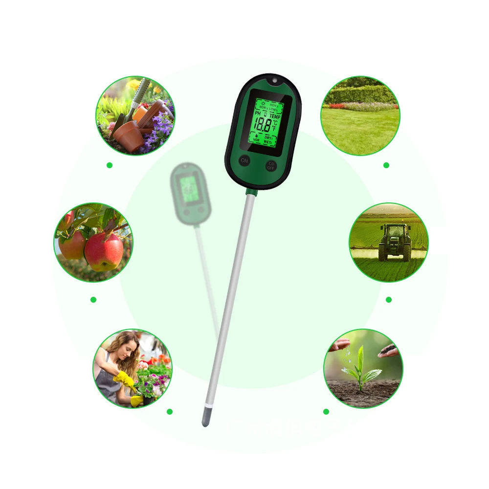 K50 Soil PH Meter Smart Soil Tester with Voice and Light Alarm Moisture Meter Temp Sunlight Intensity Analysis Soil Acidity