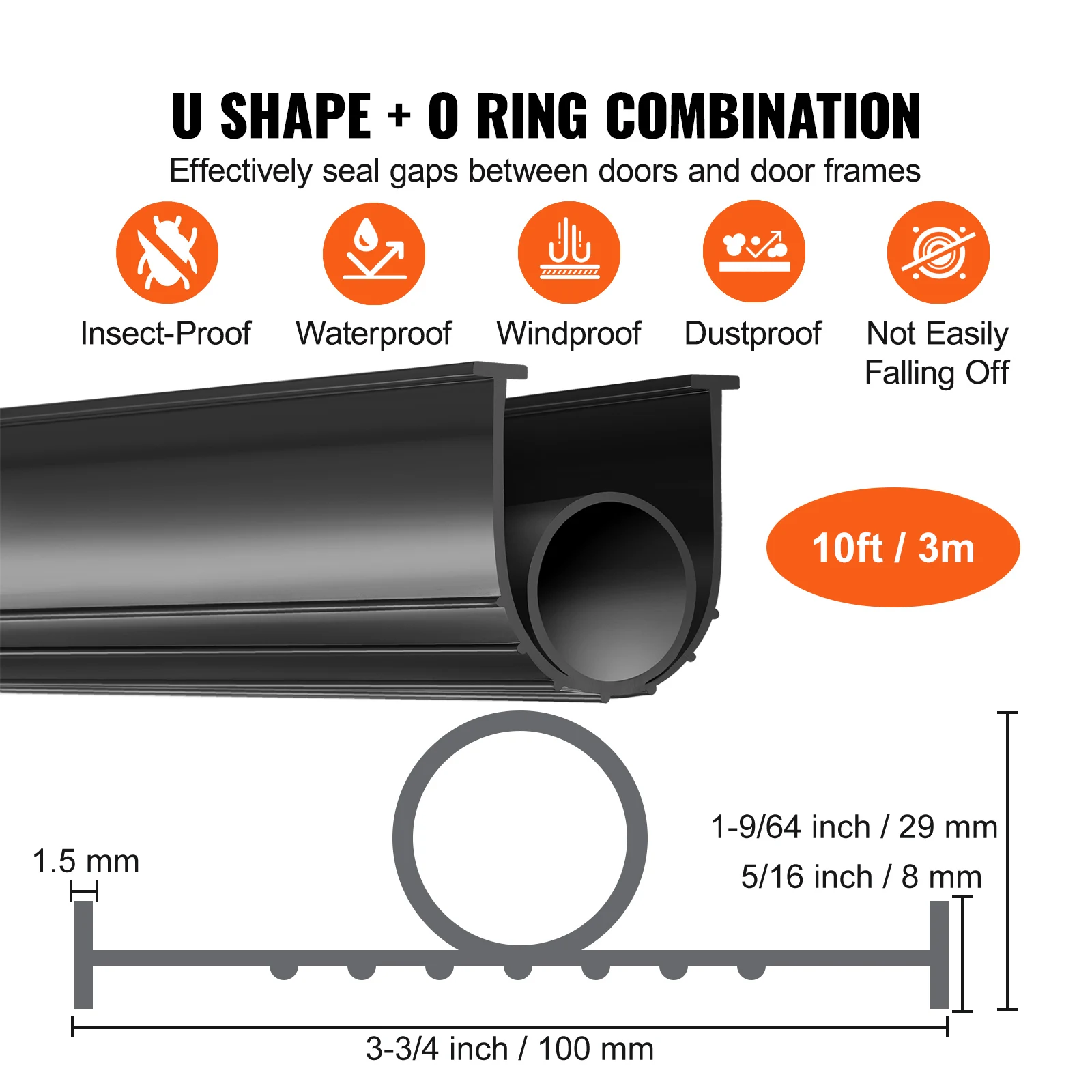 SucceBuy 3m 4.8m 6m أبواب المرآب الأختام أسفل المطاط U شكل + O حلقة باب المرآب الطقس تجريد العالمي مانعة لتسرب الماء المطاط