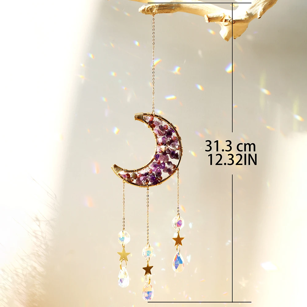 Suncatcher in cristallo, decorazione dorata appesa per finestre da