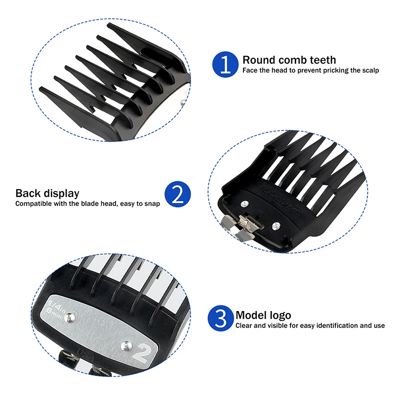 2Pcs Professional Hair Cutting Guide Comb Clipper Limit Comb Trimmer Cutting Styling Tools Attachment Compatible 1.5mm 4.5mm