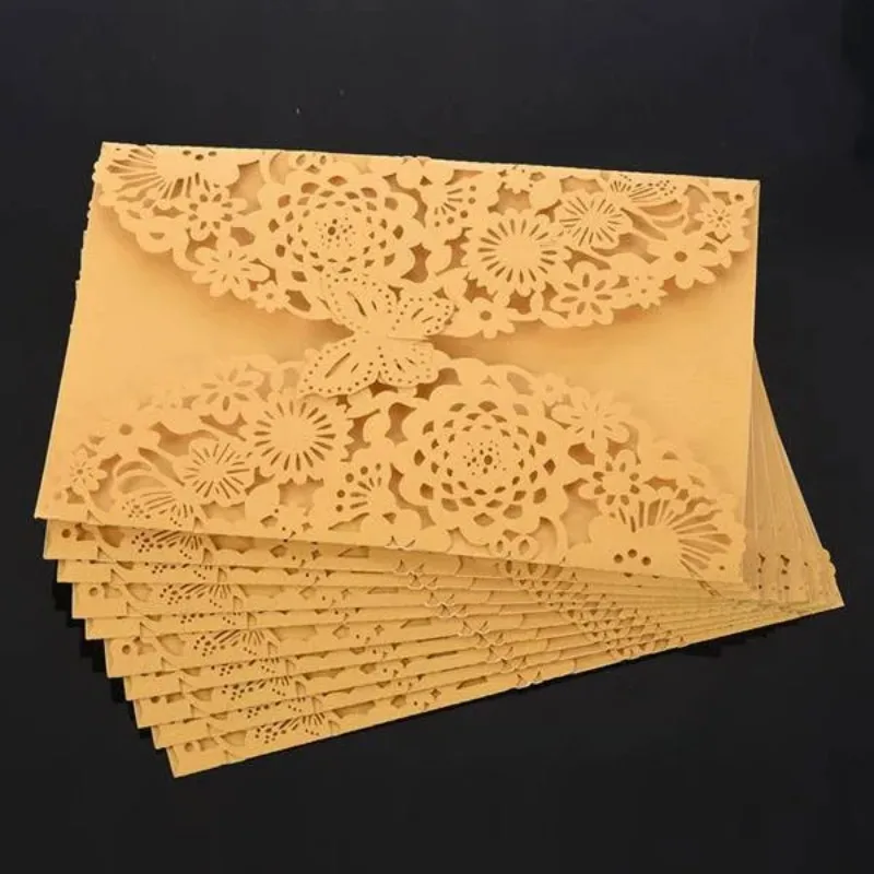 10pcs/pack Butterfly 3D Invitation Card Flower Wedding Cards Debut Invitations Birthday Laser Cut Party Cards 5x7in 5R Size