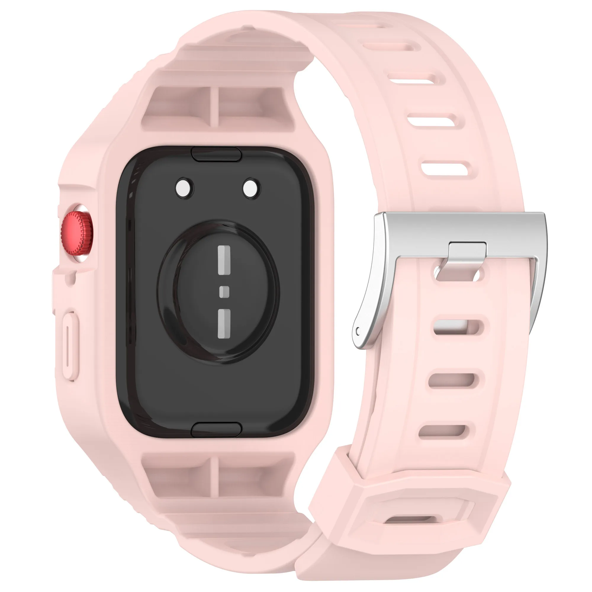 화웨이 워치 핏 3 용 통합 스트랩 하이 퀄리티, 부드럽고 내구성 있는 실리콘 손목 밴드, 실버 버클 시계 밴드