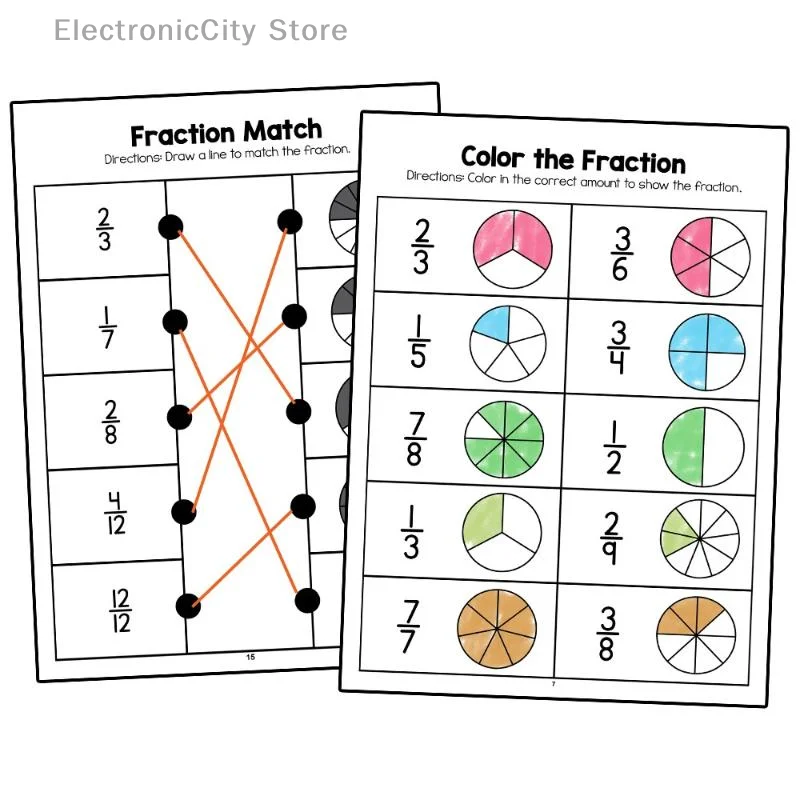 3-4 المدرسة الابتدائية الرياضيات التدريب المعرفي اختبار كتاب كسور مونتيسوري المصنف الحساب التعلم وسائل تعليمية الصف #5