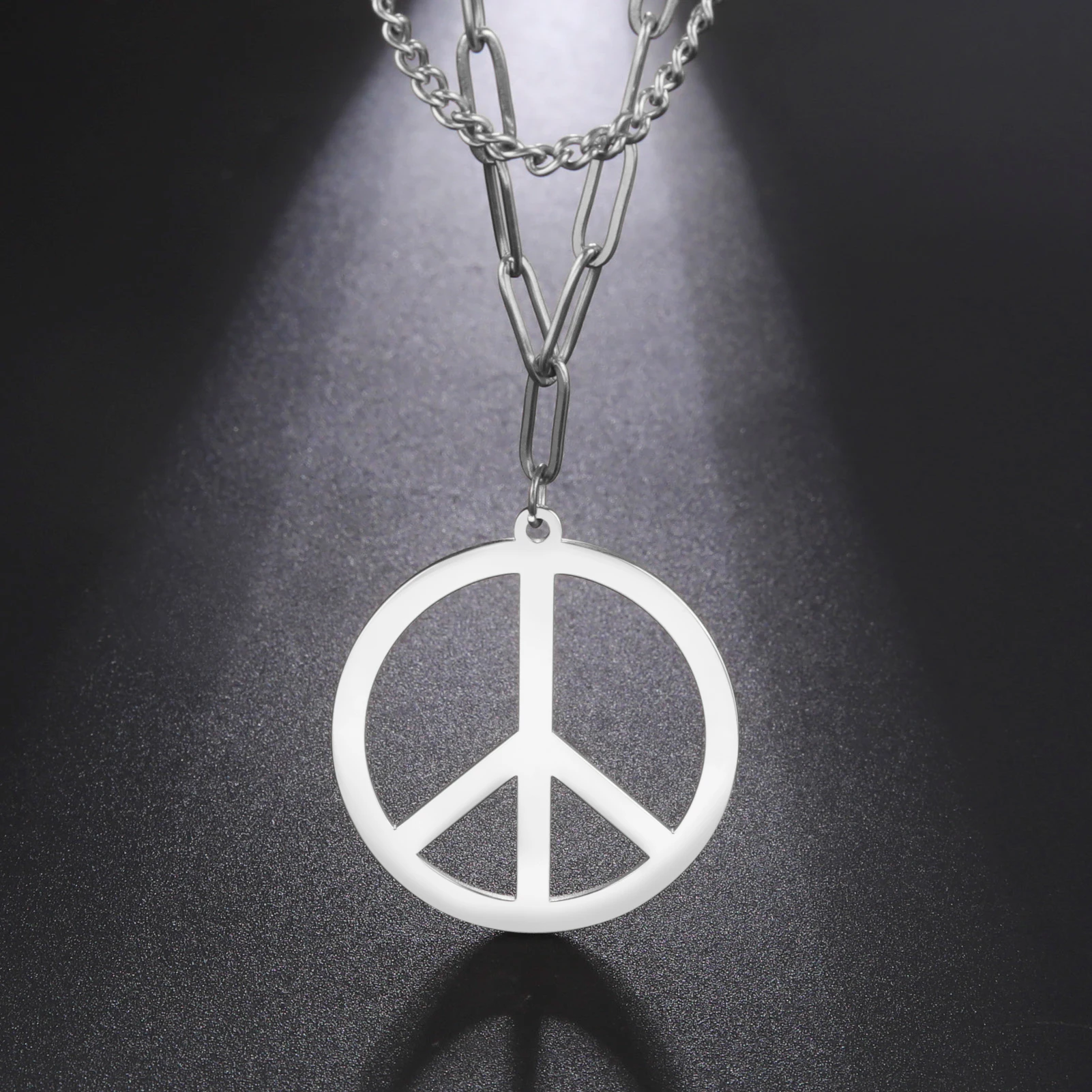 Amaxer Women's Double Layer Necklace Openwork Round Tree Branch Pendant Minimalism Vintage Female Male Accessories Couple Gifts image 3
