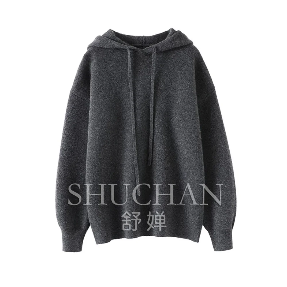 New Warm Pullover 500g Thickened Four Flat Needle Hooded Cashmere Sweater Women's Sweater Cashmere Sweater Women's Loose Autumn